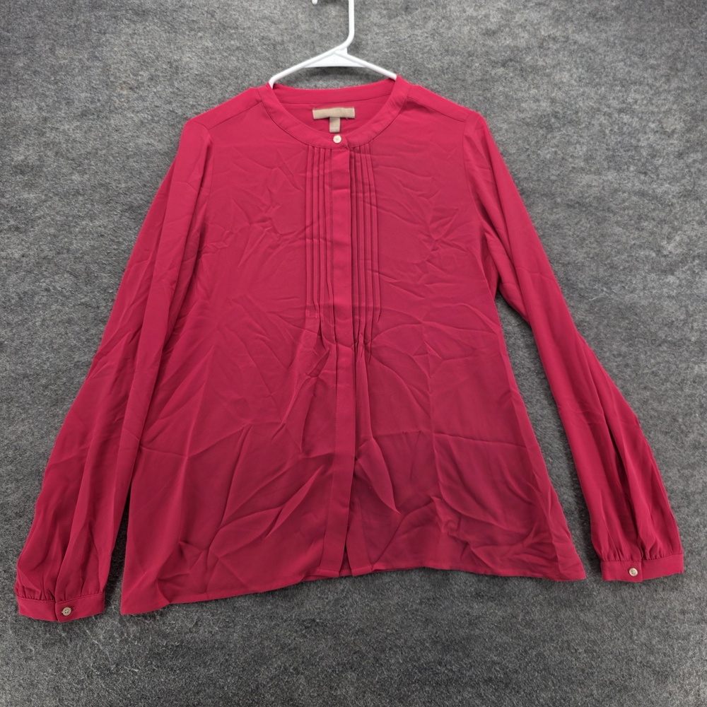 Banana Republic Blouse Womens Small Pink Long Sleeve Pleated Button Front Top
